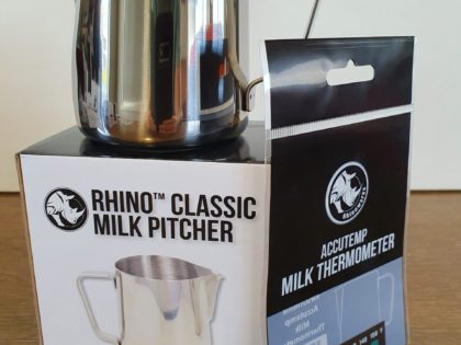 Rhinowares Milk Jug 360ml Classic and Accutemp Stick on Thermometer